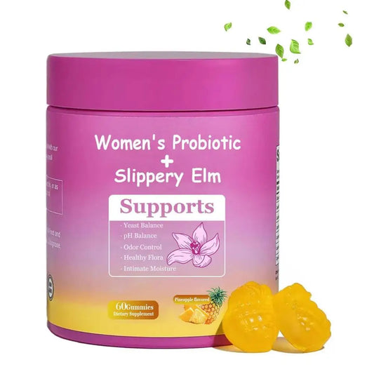 Womens Probiotic Slippery Elm Gummies Yeast Balance Intimate Moisture Support Dietary Supplement Healthy Flora
